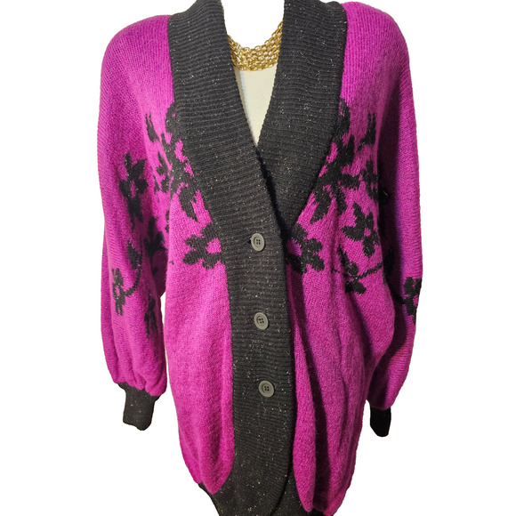 NWT Vintage Laurel Escada Knit Mohair Blend Cardigan Size 34 Oversized MSRP 378 - Picture 1 of 10